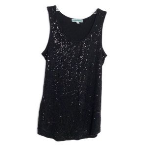 Pleione Black Sequin Tank Top Large